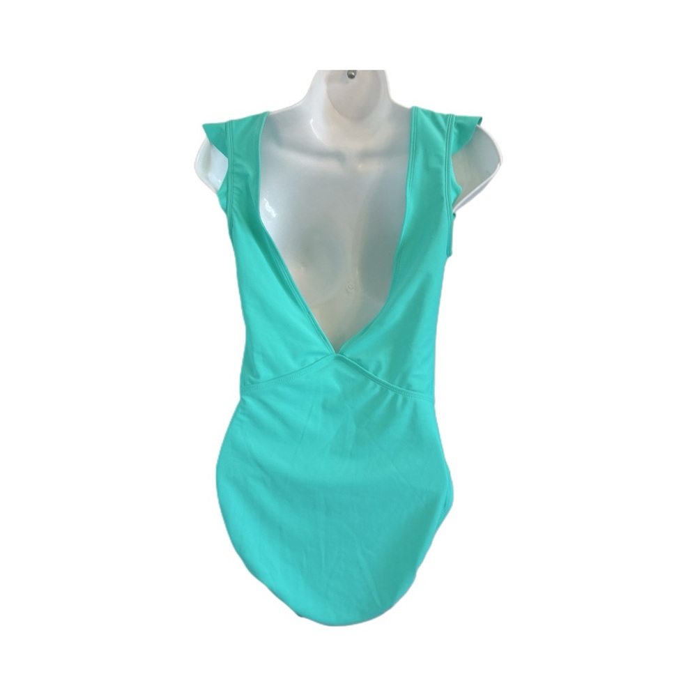 Marina West One Piece Ruffle Low V-Neck with Tie V-Back Swimsuit Size M - Picture 6 of 6